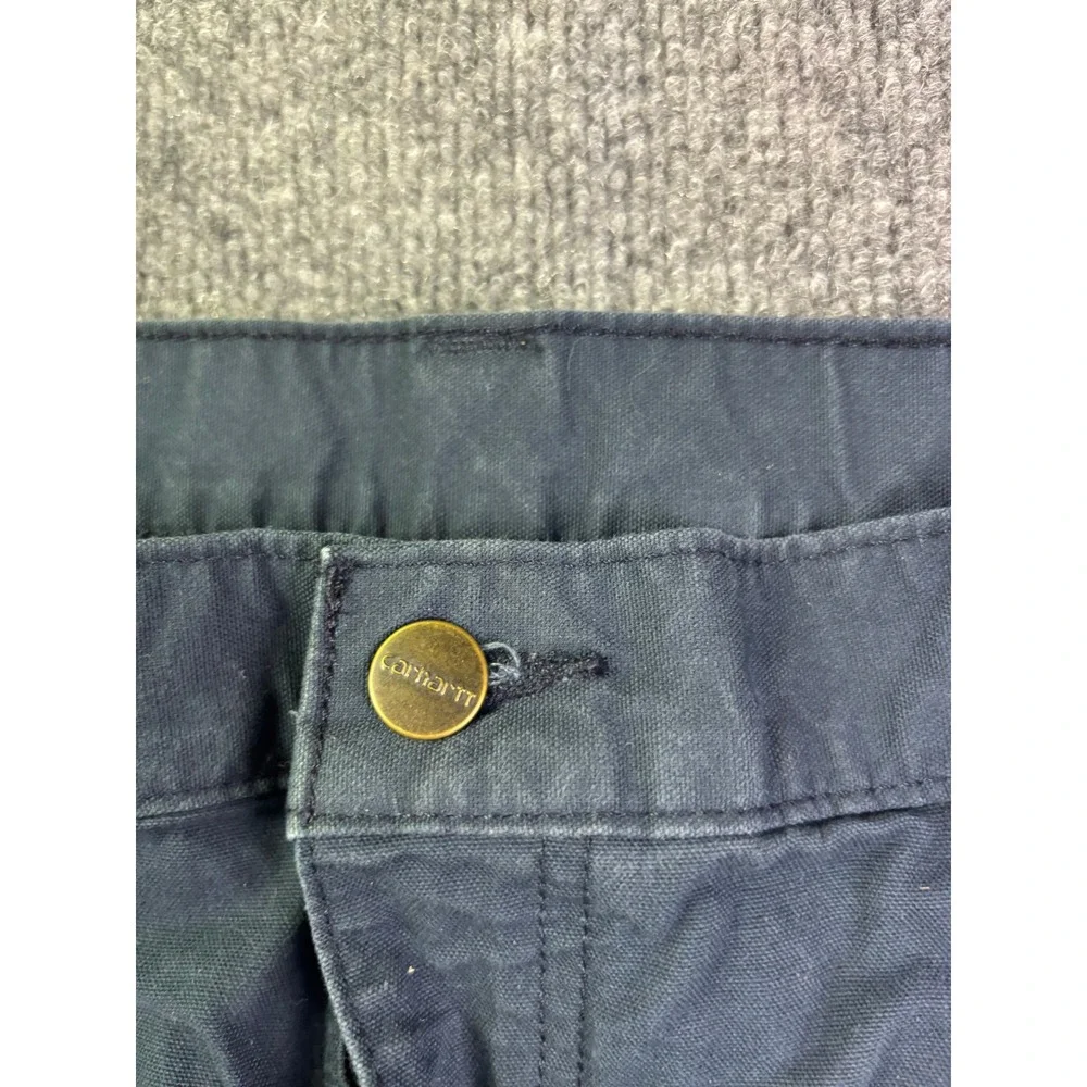 Carhartt Work Pants Mens 35x30 Navy Blue Canvas Straight Leg Utility Trousers